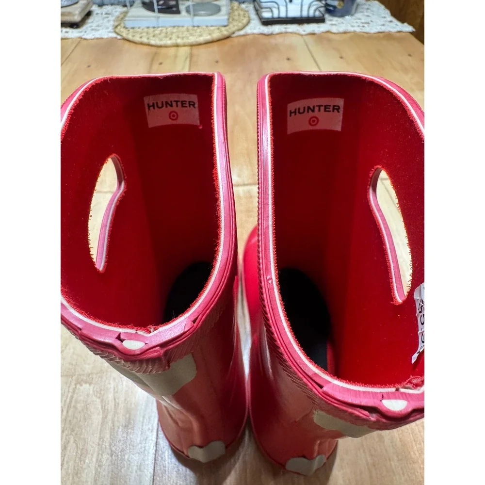 Hunter for Target Kids Red Rain Boots Pull On Handles Size 3